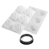 Kit Moule Silicone 6 Tarte 80mm Fleur - Silikomart